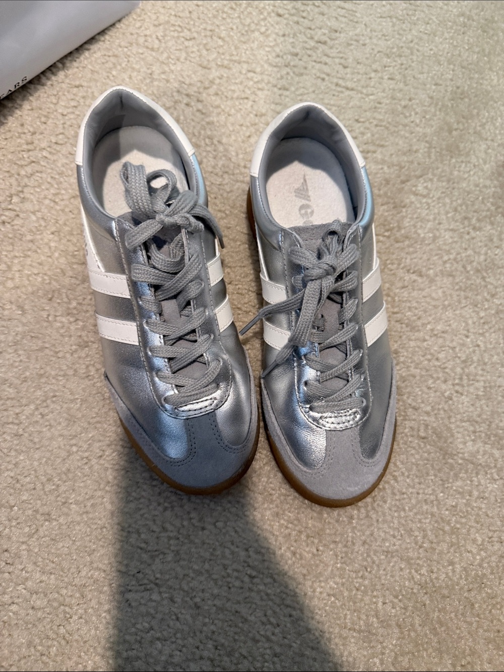Gola Metallic Silver & White Women's Sneakers